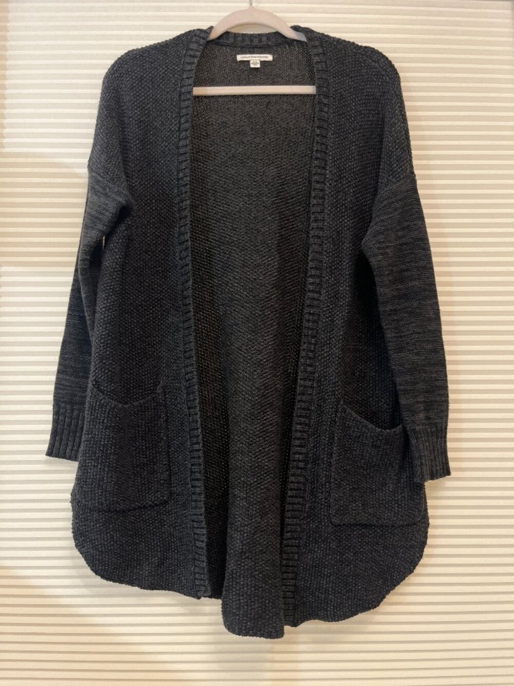 American Eagle Charcoal Gray Open Front Knit Cardigan - Size M